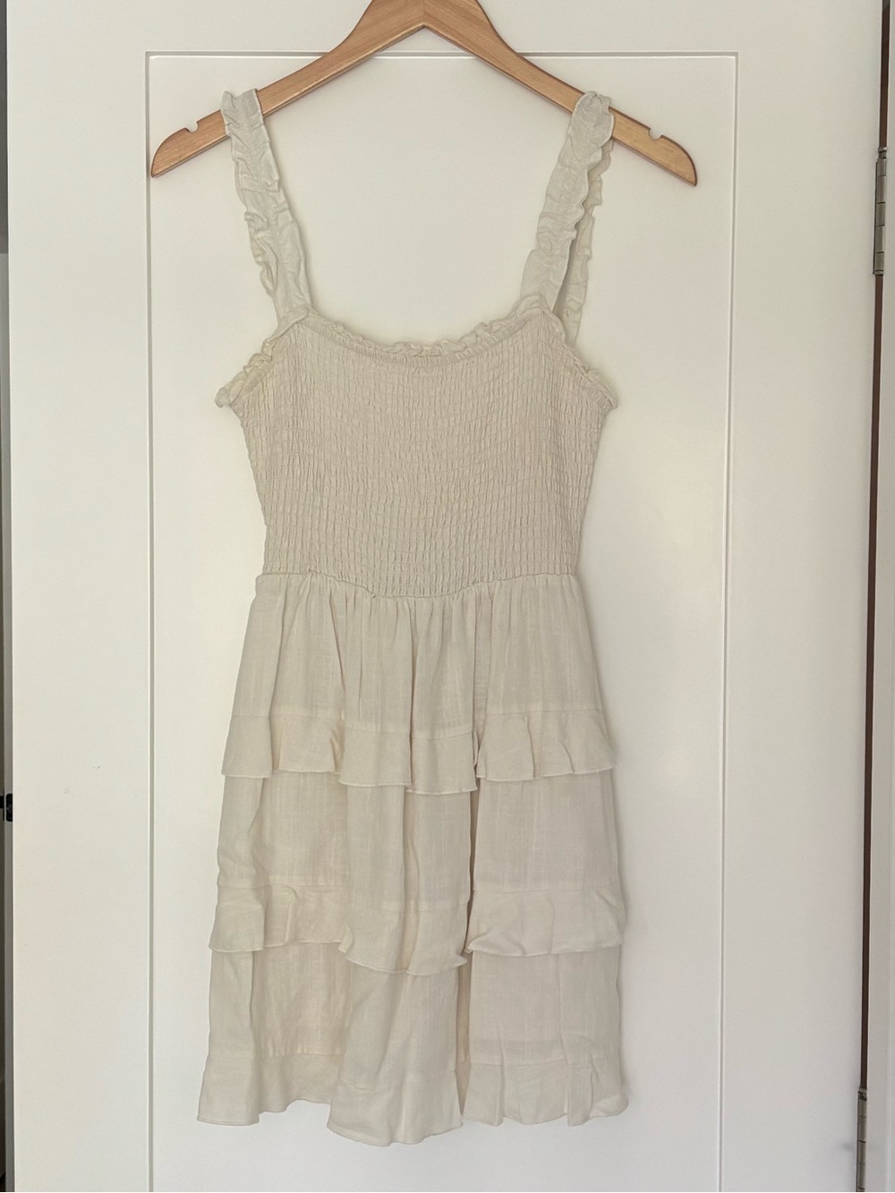 Lulu's White Ruffle-Tier Sundress with Smocked Bodice